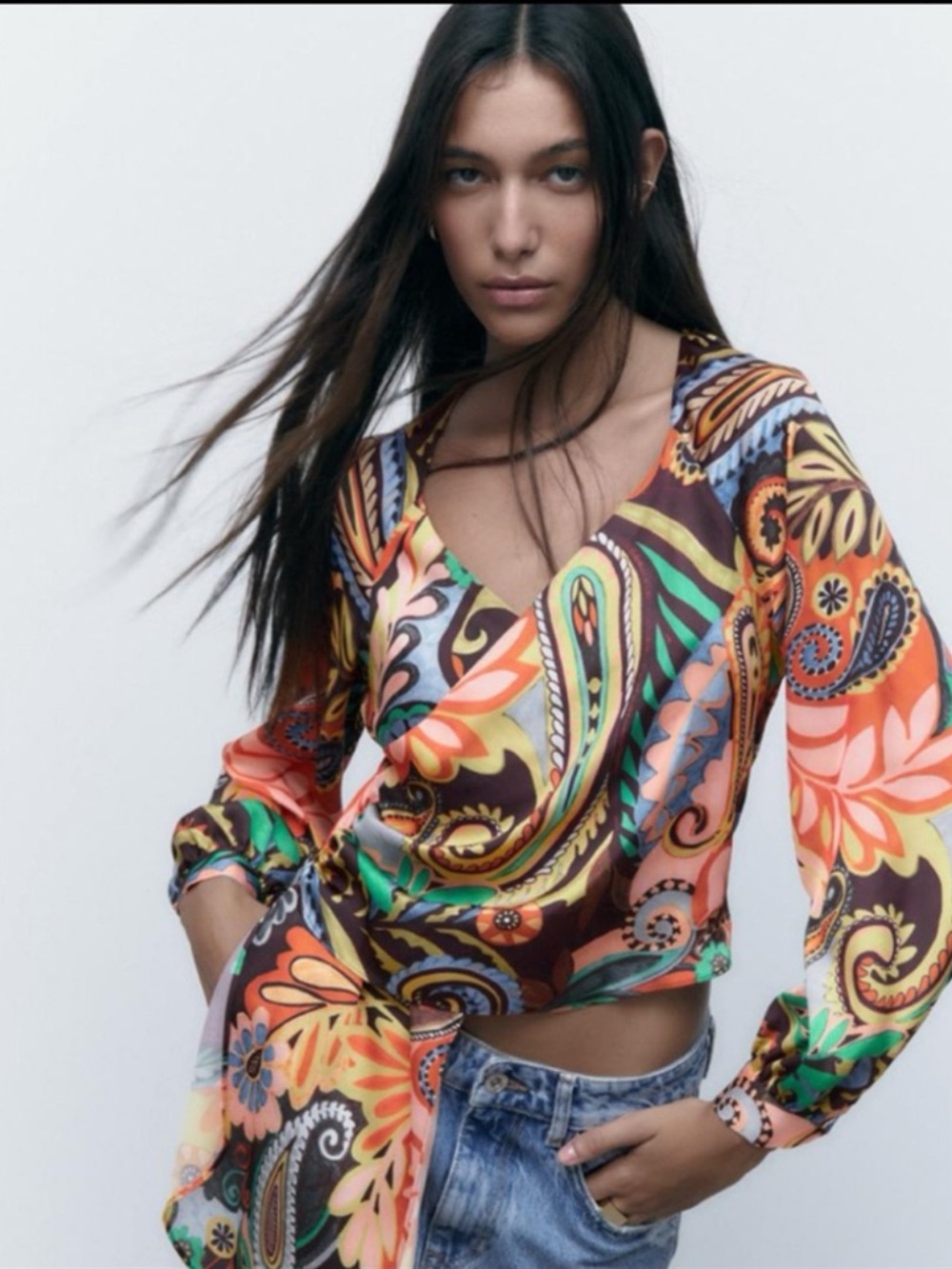 NWT Zara Multicolor Printed Wrap Top